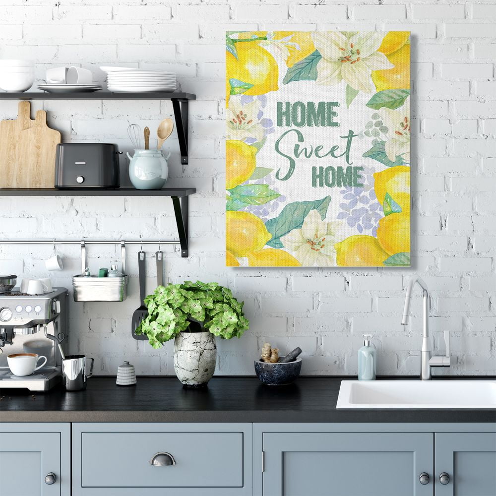 Stupell Industries Home Sweet Home Summer Floral and Lemon Citrus Canvas Wall Art Design by Andrea Tachiera