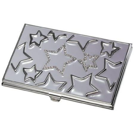 Star Card Holder - Visol Products Gabriela Lavender Stars with Purple Crystals on Business Card Holder