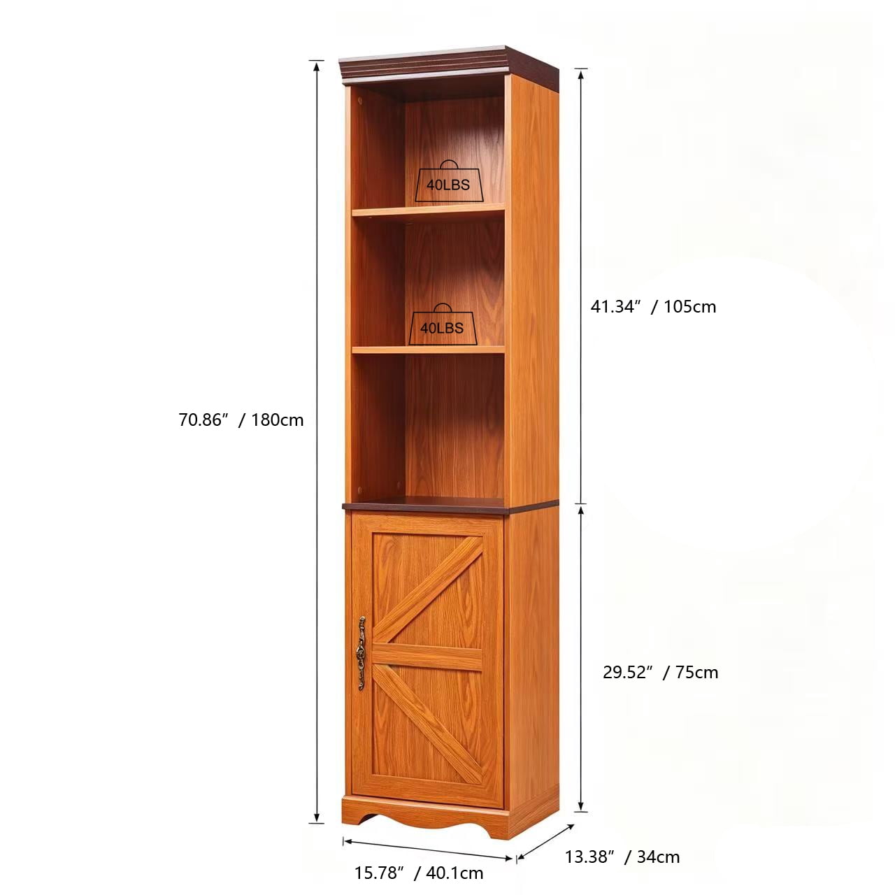 70.86-Inch Tall Free Combination Storage Cabinet with 5 Shelves, Freestanding Cube Bookshelf and Display Bookcase for Living Room, Dark Oak