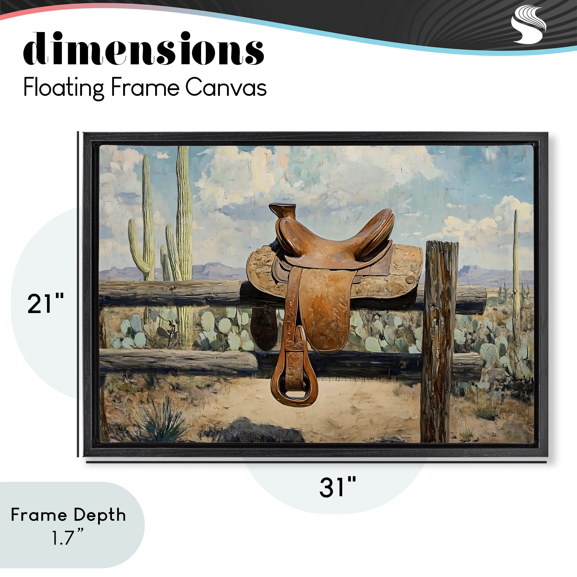 Stupell Industries Saddle on Desert Fence Black Framed Floater Canvas Wall Art, design by Franklyn Gregory