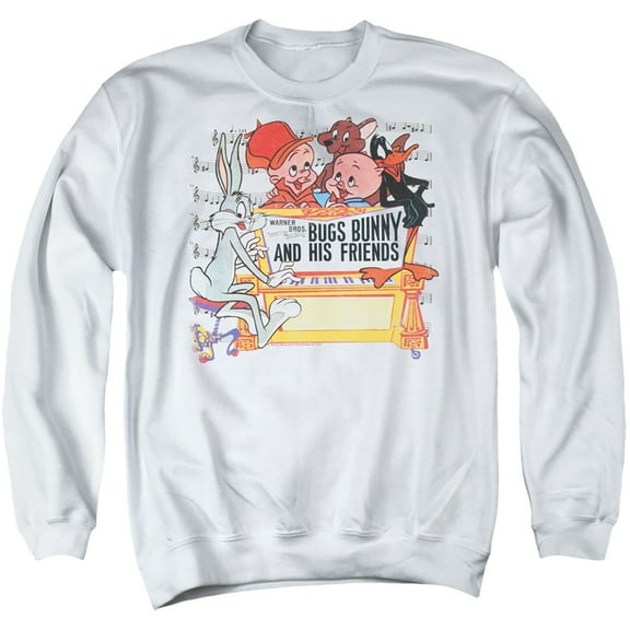 Looney Tunes Bugs And Friends Adult Crewneck Sweatshirt White