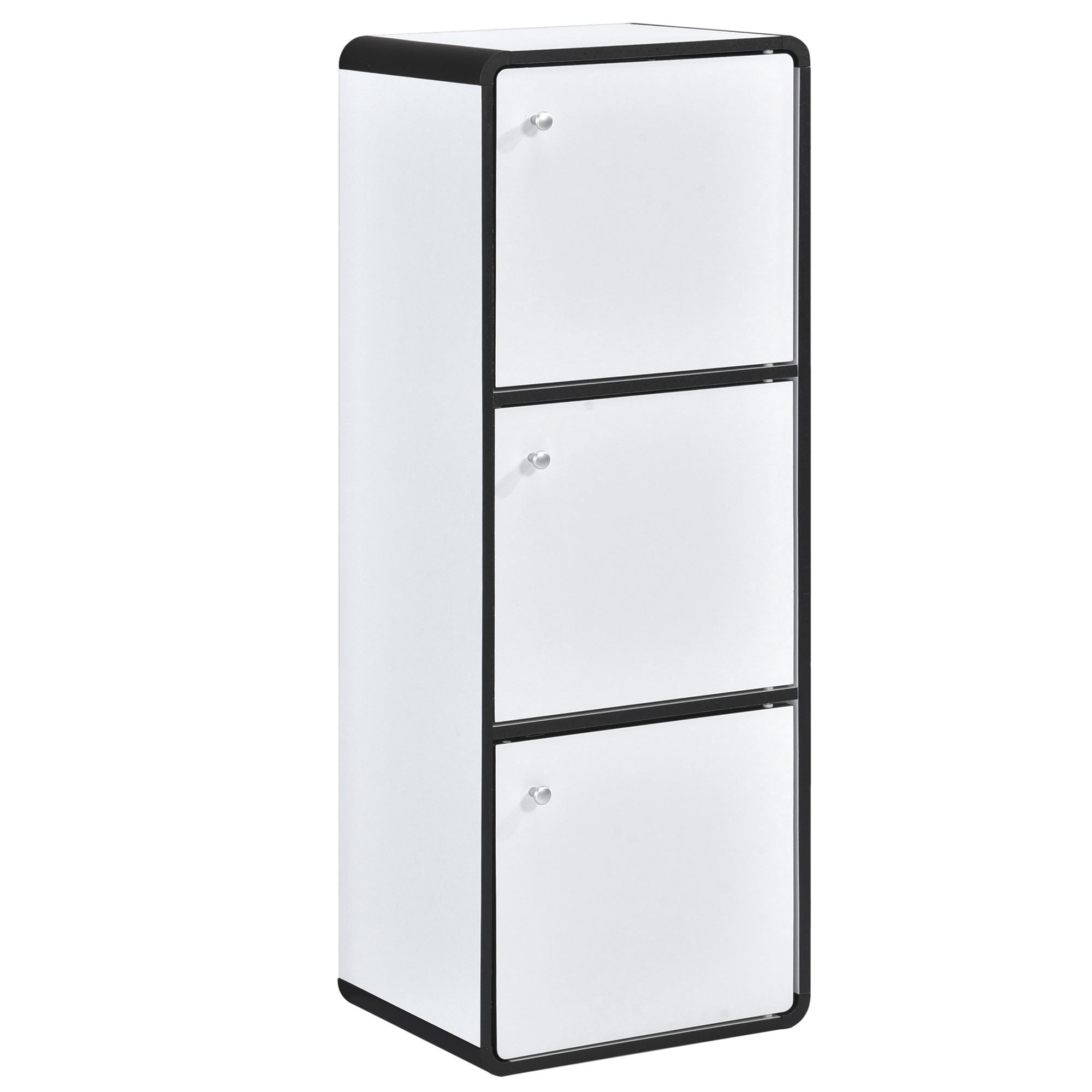 Kings Brand Furniture Dothan Wood 3-Cubed Closed Bookcase - Storage Shelf Organizer Bookshelf, White