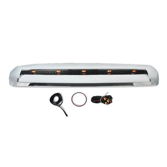 WaiRitoday Front Upper Hood Bulge Molding Grille Trim w/ Light For Toyota Tundra 2014-2021,Chrome with 5 Light