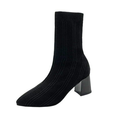 

Qufokar Womens Wide Calf Cowboy Boots Boots Women Size 6 Women S Thick Boots Solid High Fashion Ankle Heel Color Stretch Knitted Women S Boots