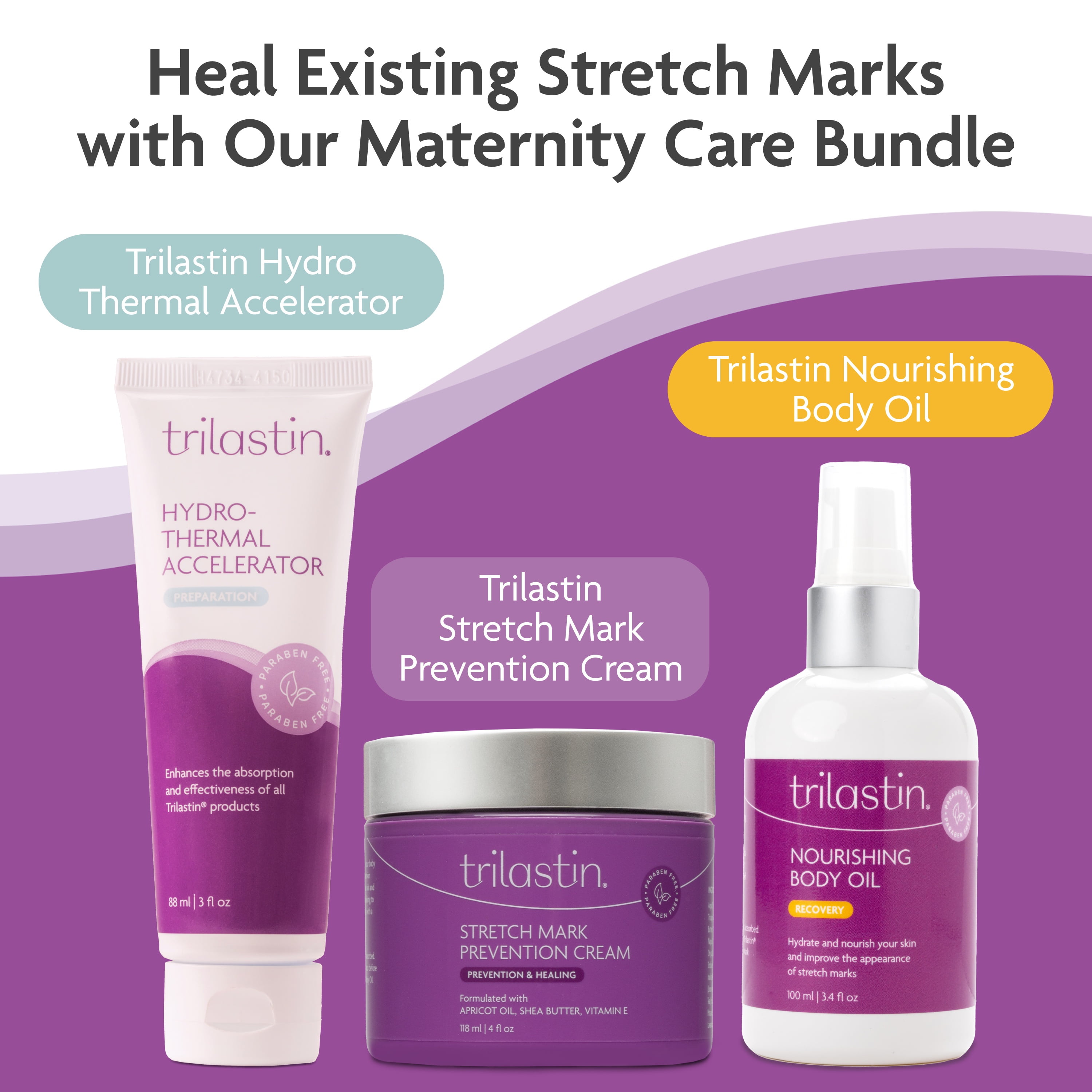 TriLASTIN Maternity Stretch Mark Cream, 4 oz (2 Pack), Pregnancy & Postpartum Belly Lotion