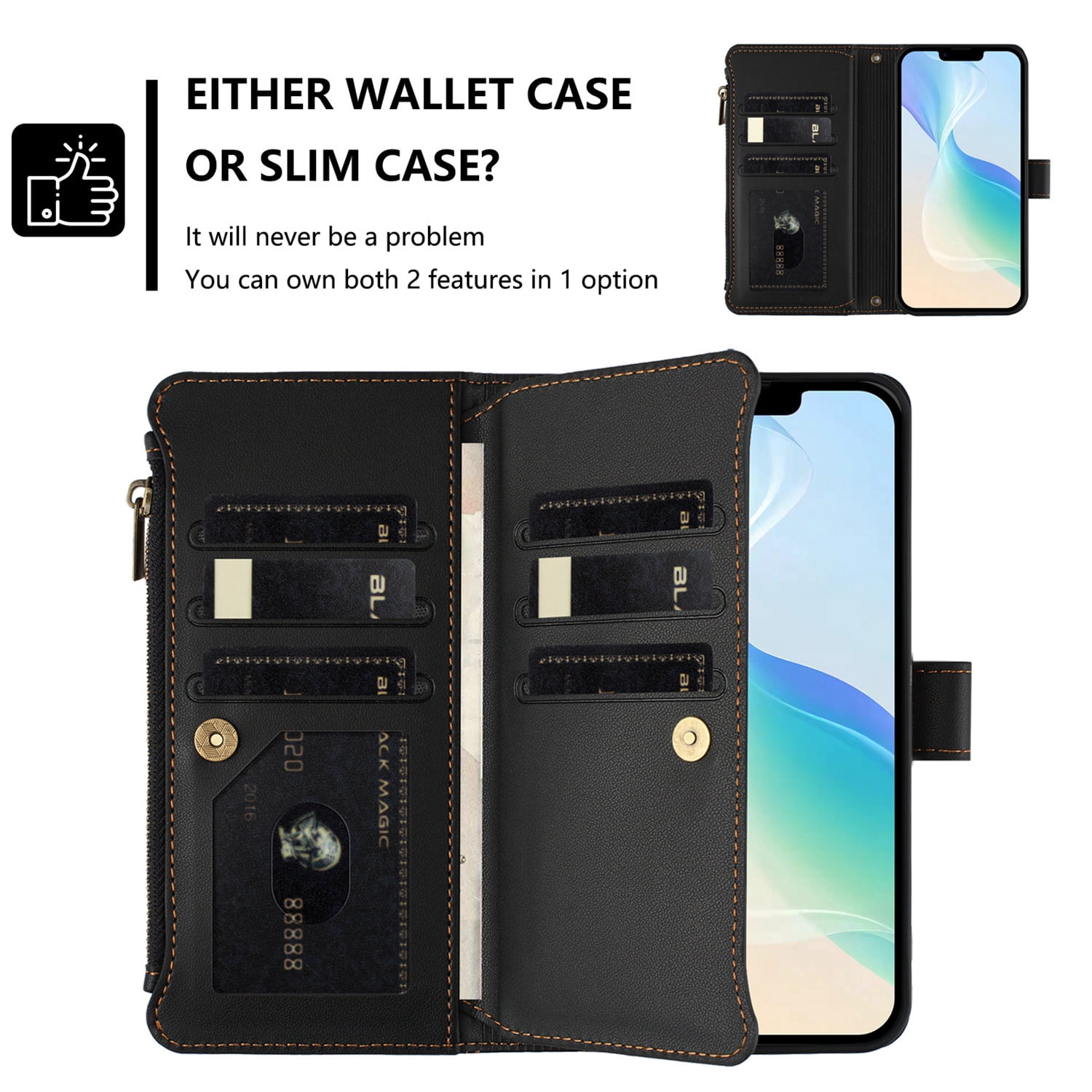 for iPhone 13 Mini Phone Case Wallet Protective Case leather Cover