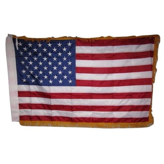 3x5 Embroidered Sewn USA American Gold Fringe Sleeve 300D Nylon Flag 3'x5'