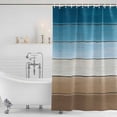 thumbnail image 4 of Blue Beige Brown Waterproof Fabric Shower Curtain,Country Retro Gradient Wooden Grain Waterproof Fabric Shower Curtain for Bathroom Curtains Bathtubs Shower Curtains with 12 Hooks Standard 66x72, 4 of 8