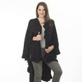 thumbnail image 3 of Ruffle Trim Knit Poncho-like Shawl Wrap. 44 Black, 3 of 3