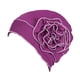 thumbnail image 4 of Turbante elástico sólido con flores para damas, para quimioterapia, cáncer, pérdida de cabello, gorro para la cabeza Púrpura, 4 of 8