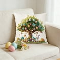 thumbnail image 3 of Easter Bunny Carrots Throw Pillow Covers 18X18 Inches Spring Colorful Floral Green Leaves Pillowcase Soft Cotton Linen Square Spring Cushion Covers for Home Sofa Bedroom, 3 of 6