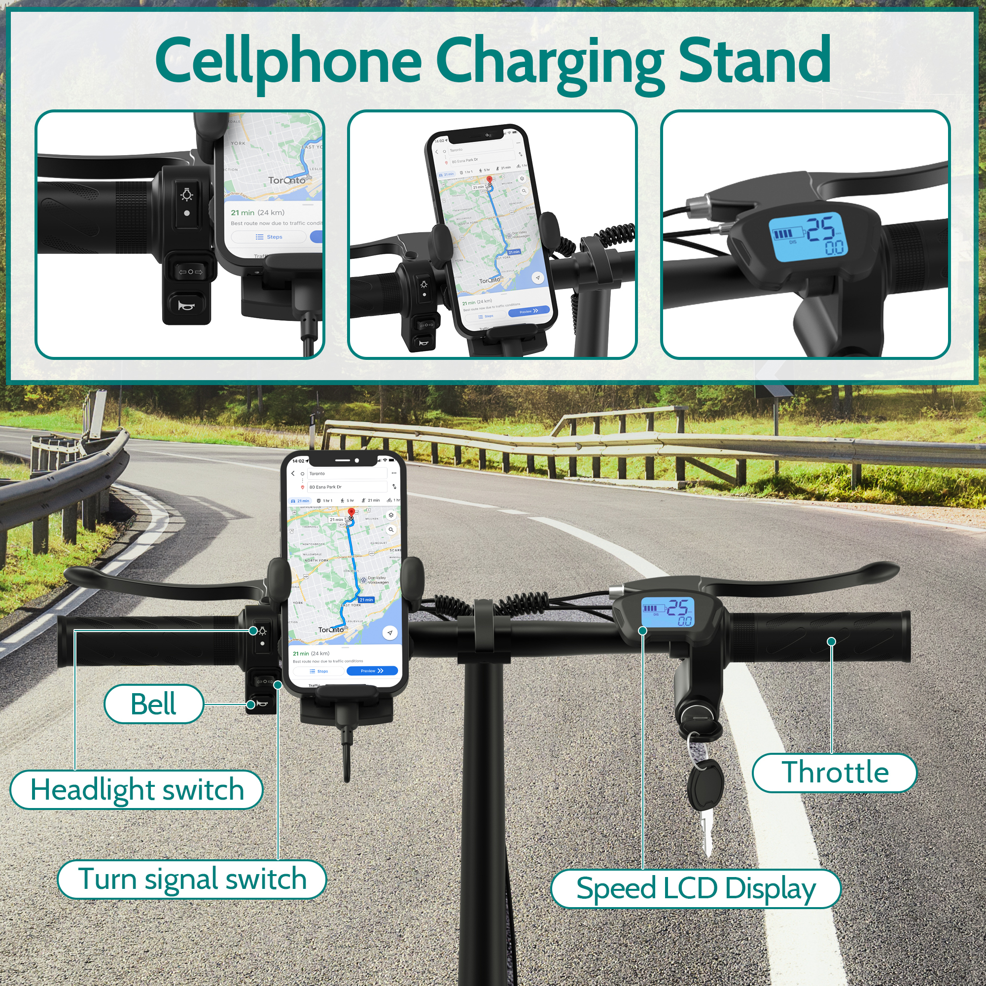 JOYHIS JH1Pro Electric Scooter with Seat for Adult, 20MPH Speed Power by 500W Motor, 48V/22.5Ah Wider Deck & Height Adujustable Seat with Carry Basket UL2272 Certified
