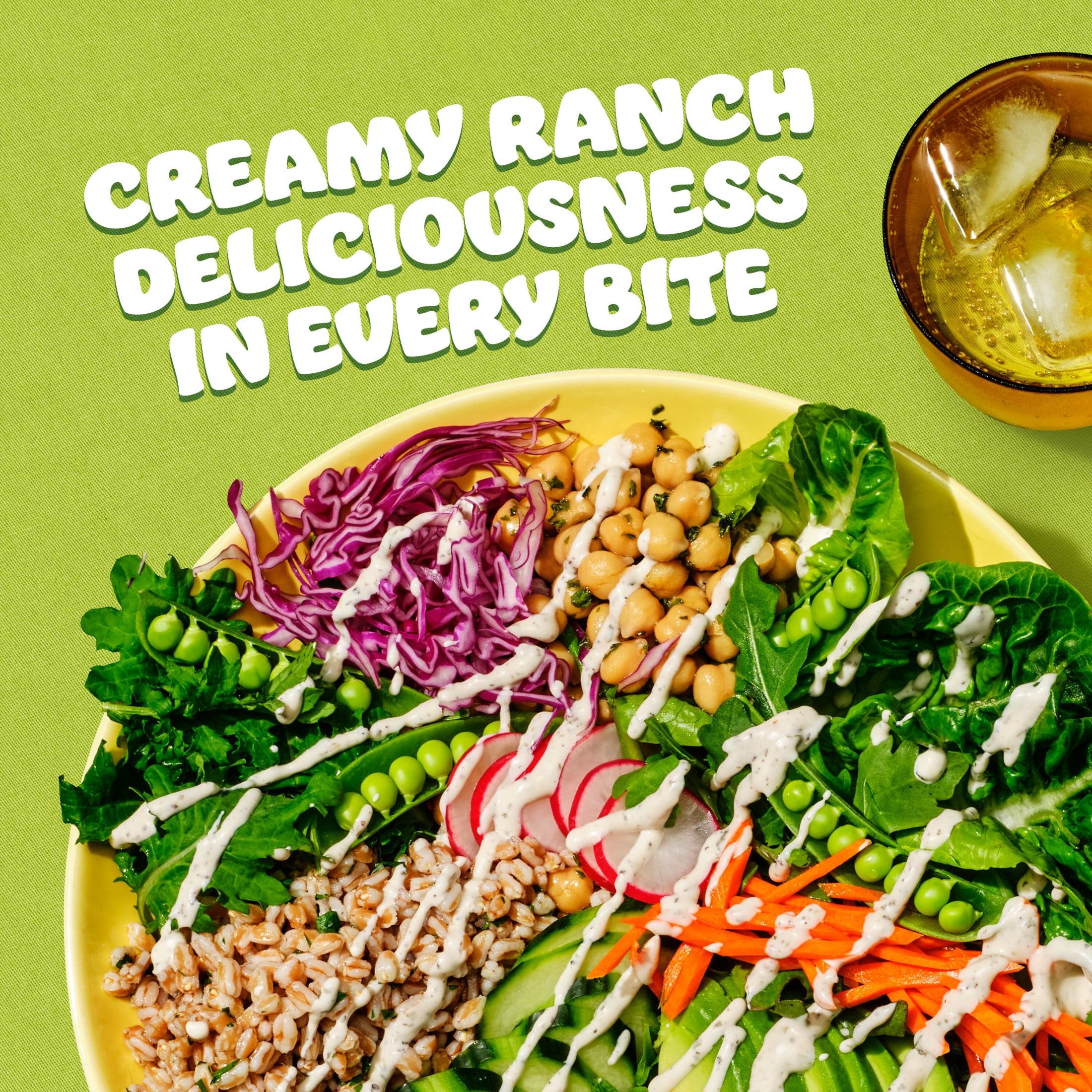 (6 pack) Hidden Valley Ranch Dairy Free Plant Powered Salad Dressing & Condiment, 12 fl oz Bottle