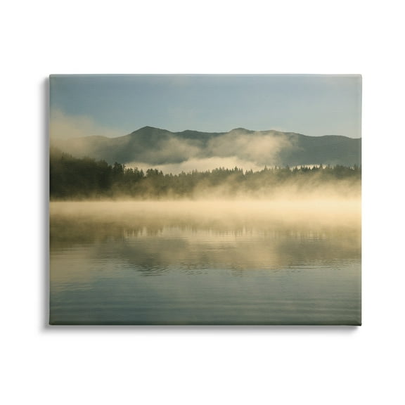 Stupell Industries Misty Lake Mountain Range Scenery Coastal Photography Gallery Wrapped Canvas Print Wall Art
