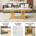 thumbnail image 5 of 47" Rectangular Coffee Table, Modern Faux Marble Center Table, Gold Mirror Double-Pillar Stainless Steel Base for Living Room, Home Office, 5 of 6