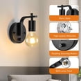 thumbnail image 4 of Black Wall Sconce with Switch, Dimmble Wall Lamp, Wall Mounted Bedside Lamps, Retro Wall Light E26 Industrial Wall Lighting for Living Room Kitchen, 4 of 6