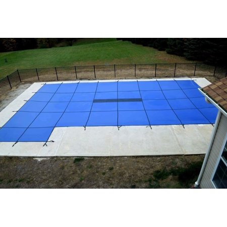 WaterWarden in-Ground Pool Safety Cover Fits 16’ x 32  Left Step  Center Drain Panel  20-Year Warranty