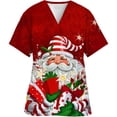 thumbnail image 5 of Blusas de algodón con cuello en V y estampado navideño para mujer y hombre, uniforme médico, uniforme de trabajo para cirujanos, blusas de médico y enfermera, 5 of 5