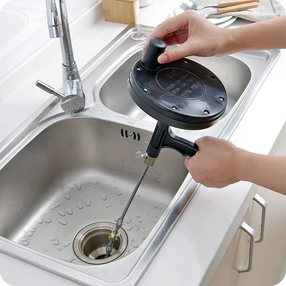EGYMEN Household Drain Cleaner, Hand Crank Pipe Unclogger for Kitchen and Bathroom, Sink and Floor Drain Hair Remover, Stainless Steel Blockage Buster