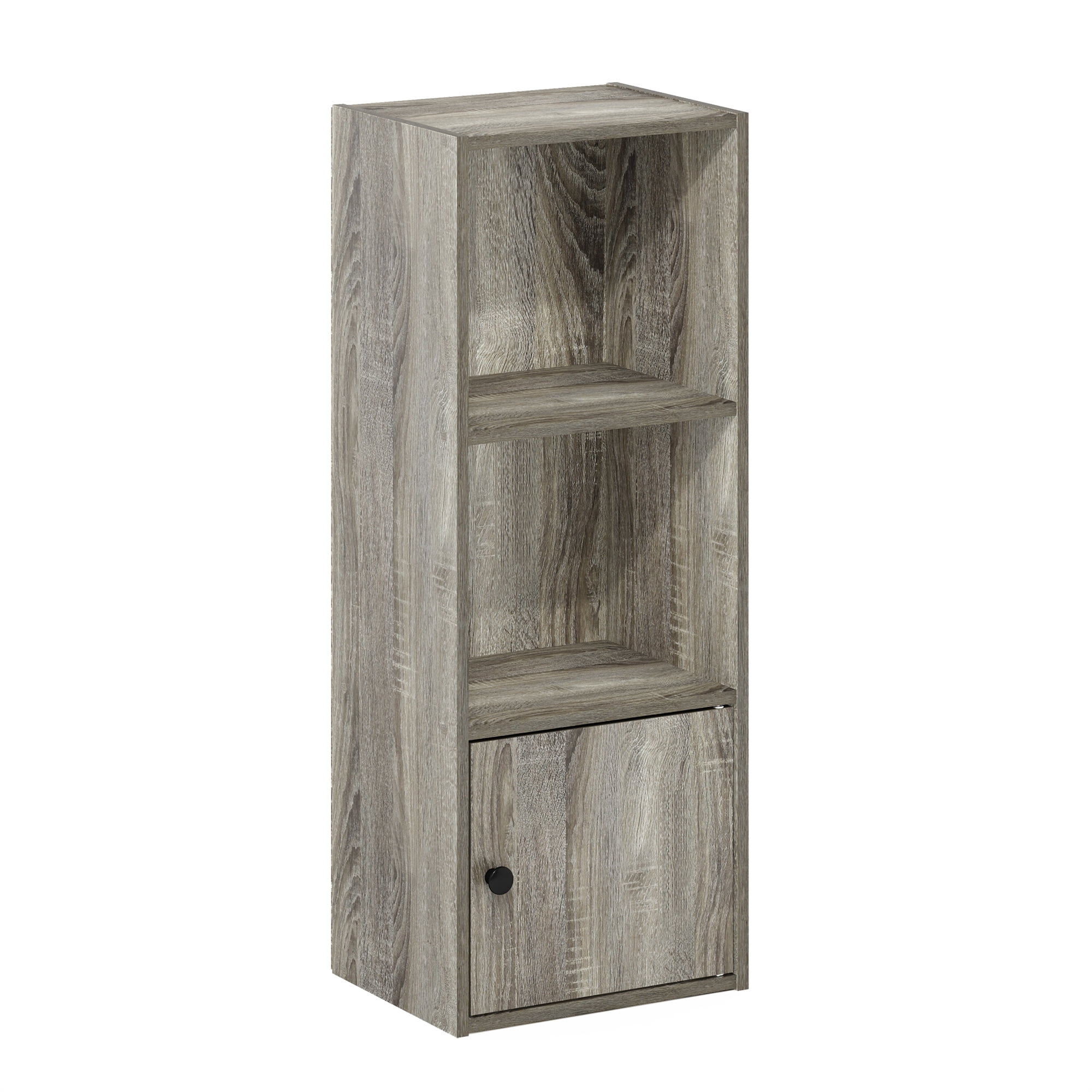Furinno Luder Adult-Shelves Standard Bookcases with 1 Door Storage Cabinet, French Oak