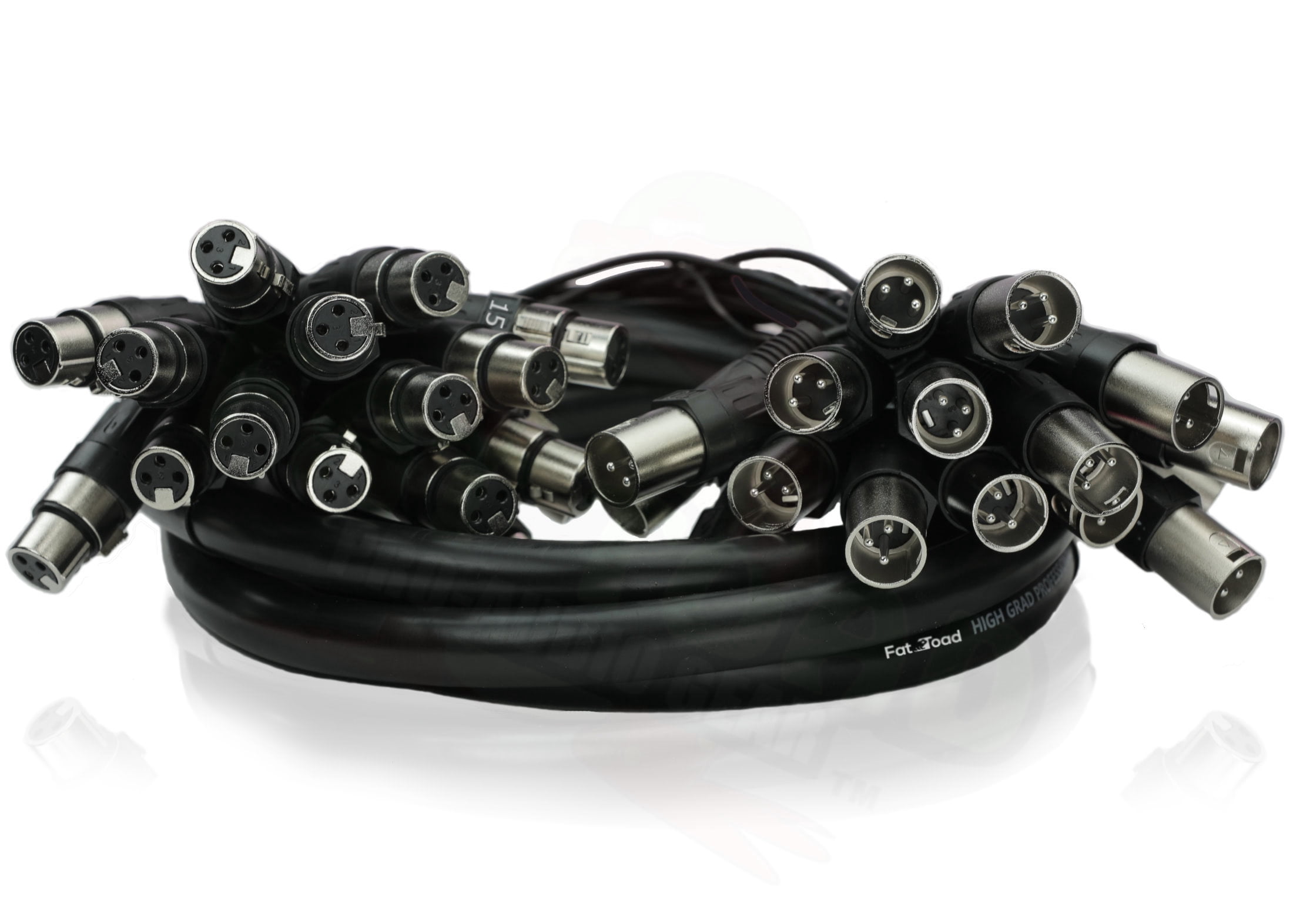 Fat Toad Studio XLR Snake Cable (16 Channels) 10 FT - Stage, Live Sound Recording Multicore Cords - Pro Audio Shielded Balanced Double-Sided Microphone Cables for DJ Digital Mixers or Amplifiers