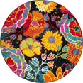 thumbnail image 1 of Unique Loom Lyon Tapis de Jardin Fleuri 5' x 5' Rond Noir/jaune, 1 of 4