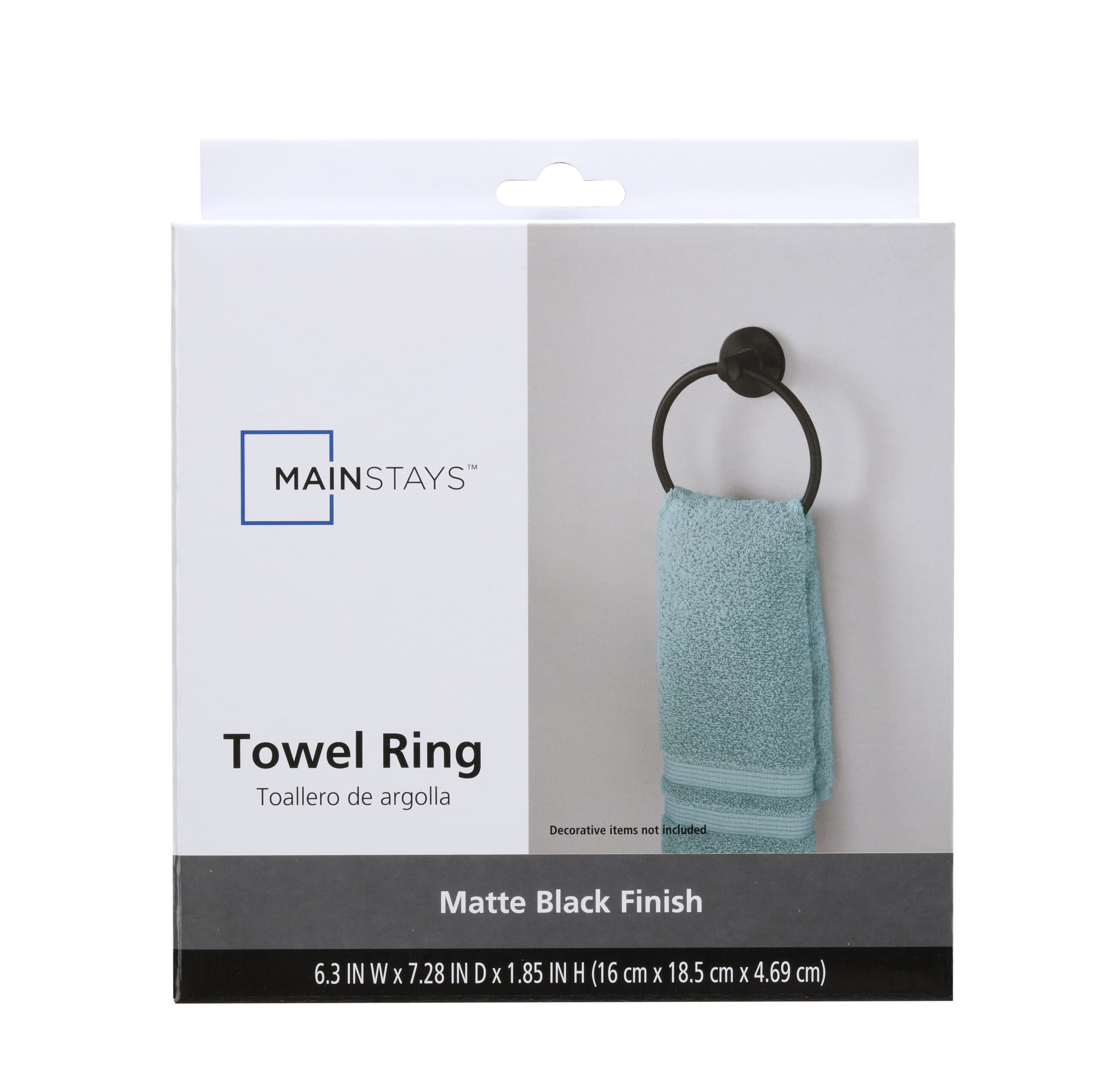 (3 pack) Mainstays Modern Round Towel Ring in Matte Black