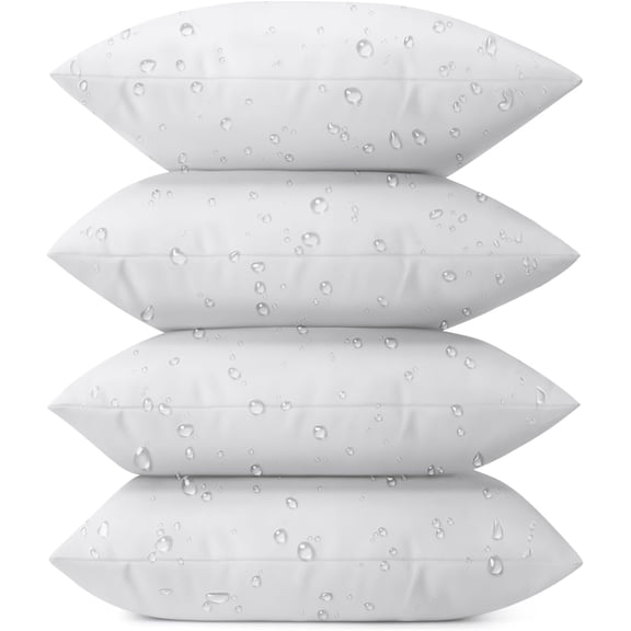 Phantoscope Pack of 4 Premium Outdoor Pillow Inserts, Dual Usage Waterproof Throw Pillows No Cover Needed, Decorative Couch Sham Cushion Stuffer Patio Couch Tent, White 18 x 18 Inches