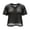 Black, variant on Women's Mesh Fishnet Top Shirt Cover Up Loose Short Sleeve See Through Crop Tops
