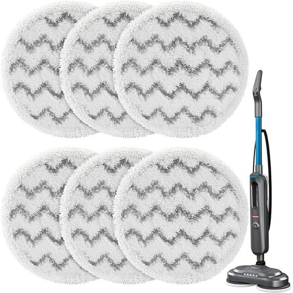 Paquete de 6 Almohadillas de Repuesto para Trapeador de Vapor Giratorio 3897A / 3712 para Limpiador de Trapeador de Vapor Bissell SpinWave SmartSteam Scrubbing [Solo Modelos 3897A/3712], Almohadillas