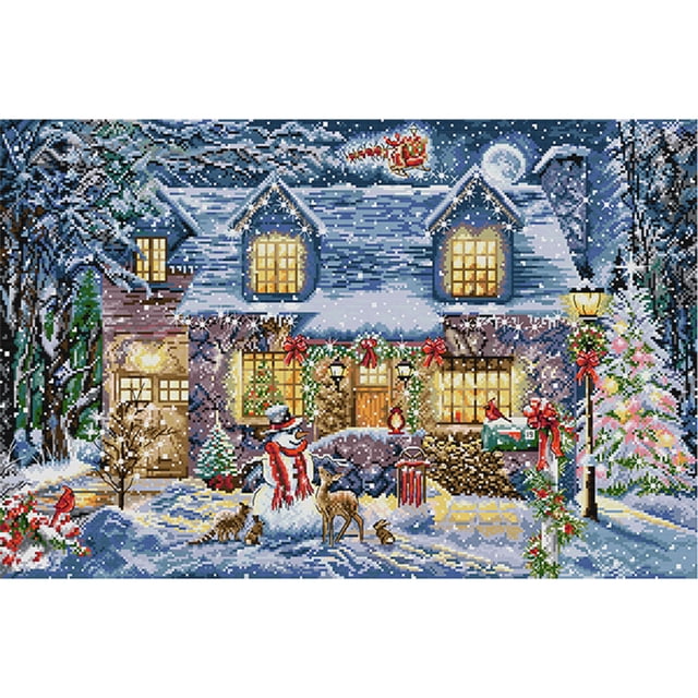 Hilo de bordar Full Eco-cotton 14CT Contado Nochebuena Street Punto de cruz Hugtrwg Para estrenar