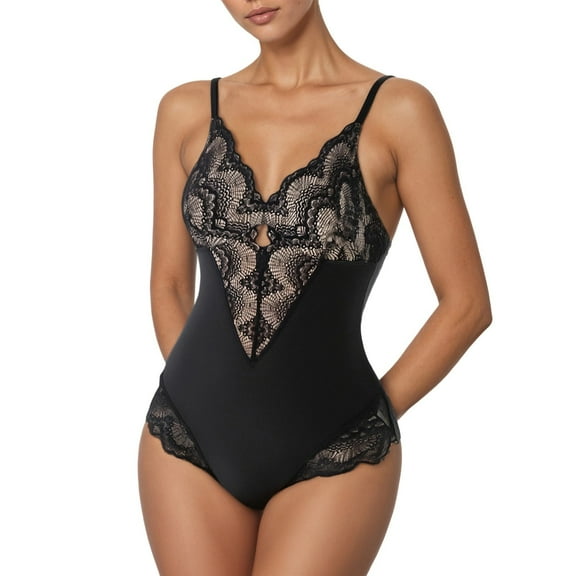 FUNDUFI Shapewear Bodysuit For Women Sleeveless Sexy Lace Tummy Control Body Shapewear Stretchy Compression High Waist Body Shaper