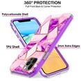 thumbnail image 4 of iPhone 12 PRO Max 6.7" 2020 A2342 A2410 A2412 A2411 Shockproof Dual Layer 3D Printed Cover with Rose Gold Grid TPU Back Case - Purple Marble, 4 of 5
