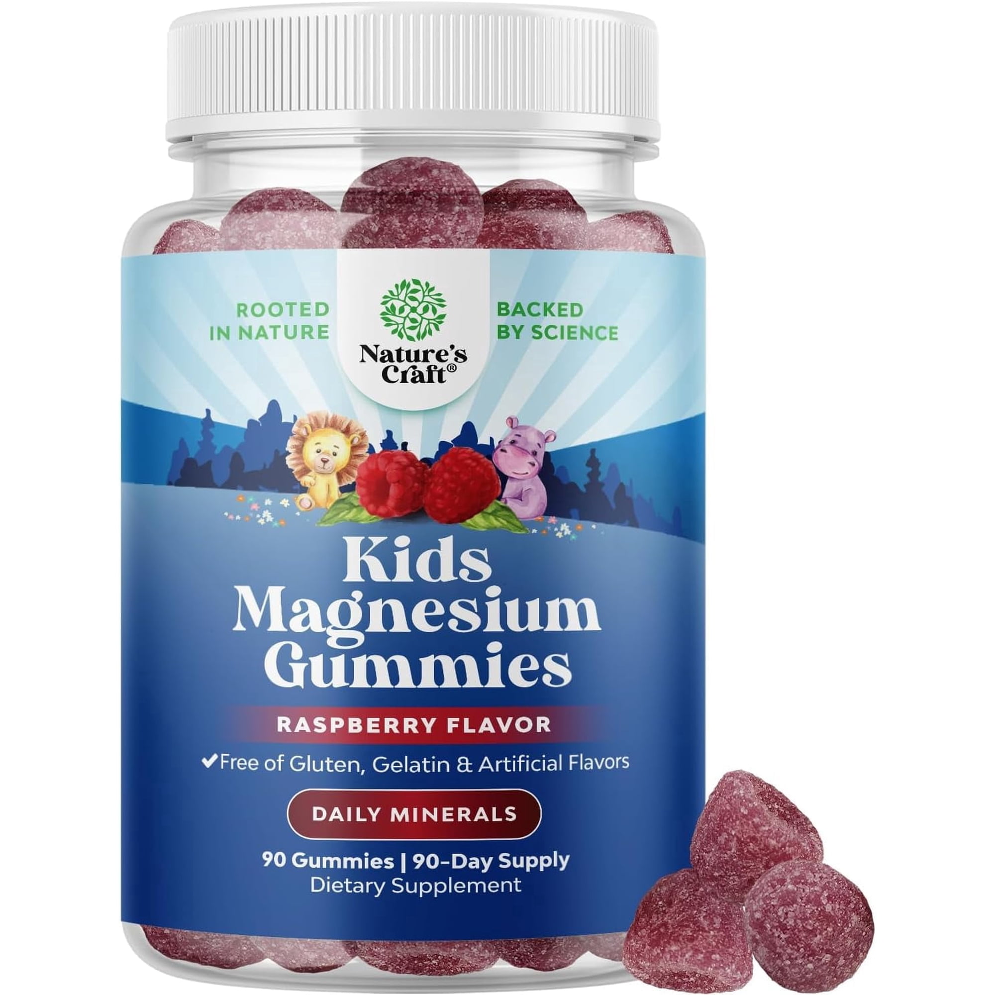 Natures Craft Kids Magnesium Gummies with Magnesium Citrate, Heart Health & Sleep Support, 90 Count