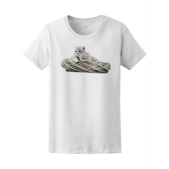 Two Cute Kittens In Basket T-Shirt Women -Image by Shutterstock, Female Medium