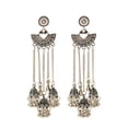thumbnail image 2 of EOEMY Vintage Boho White Gemstone Drop Long Earring Gold Dangle Earrings Women Jewelry-Silver-7, 2 of 3