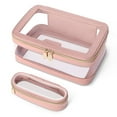 thumbnail image 1 of Bolsa de maquillaje Soimeat Travel Clear con bolsa para brochas de maquillaje, color rosa, 1 of 8