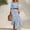 *Light Blue, variant on Women's 2 Piece Outfit ,Off Shoulder Ruffle Top and Striped Maxi Skirt Set with Belt Yellow,Women's Plus M