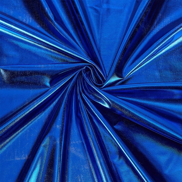 Tela de spandex holográfica azul brillante, 1,1 yardas × 59 pulgadas, tela elástica de poliéster y spandex brillante
