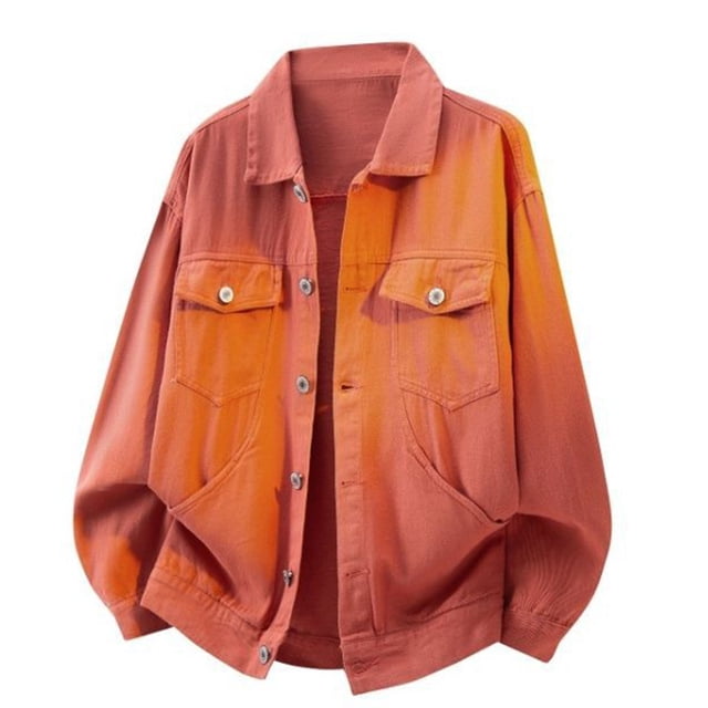 Ceisia Men's Oversize Gradient Denim-Look Multi-Pocket Jacket for All-Season Casual Gift