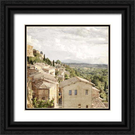 Allen, Kimberly 12x12 Black Ornate Wood Framed with Double Matting Museum Art Print Titled - Tuscan Hillside