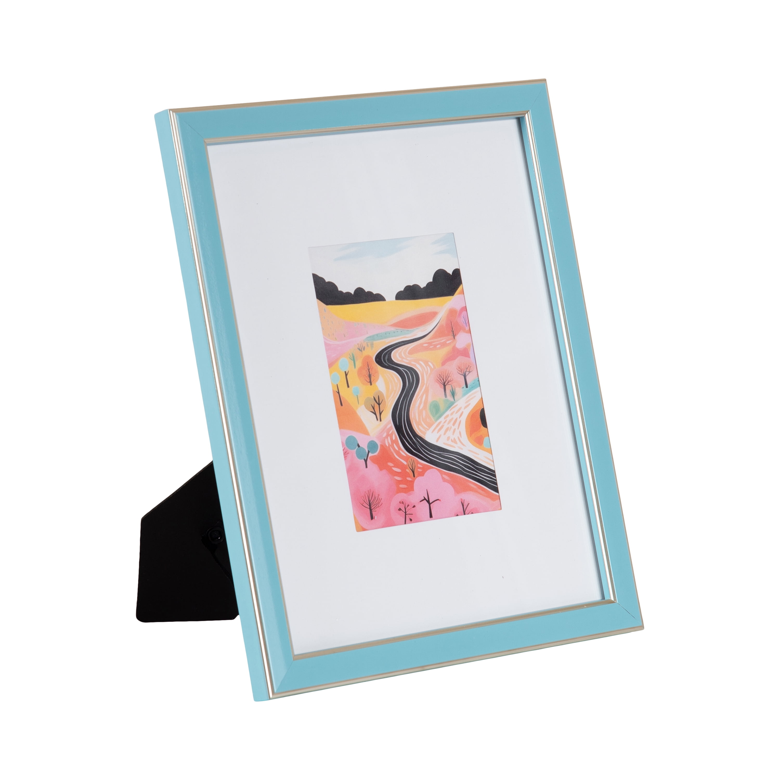 DesignOvation 8x10 Matted for 4x6 Blue/Champagne Decorative Tabletop Picture Frame