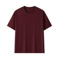 thumbnail image 3 of GuangCheng Mens T-Shirts,Classic Crew Neck,Loose Fit,Soft,Breathable Comfortable Basic Tees,Wine,Size M, 3 of 3