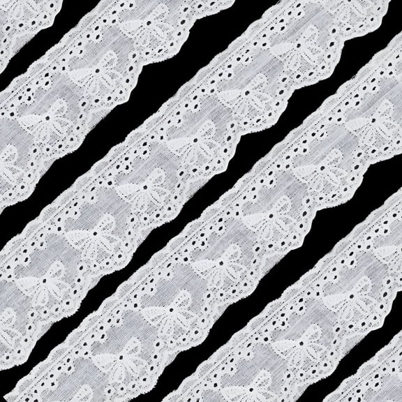 AUQ 10 Yards White Lace Ribbon 1.34 Inch Wide Eyelet Lace Trim Floral Cotton Embroidered Ribbon DIY Crafts Clothing Accessories Supply