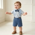 thumbnail image 5 of Mifsaly Baby Boys 2 Piece Gentleman Outfit Set Polka Dot Button Down Shirts and Shorts with Suspender Newborn formal Suit for Baptism Birthday Party Photo Shoot, 5 of 7