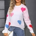 thumbnail image 4 of Qulqfy Sweater for Women Cute Long Sleeve White Pullover Hearts Knitted Crew Neck Tops Womens Fall Sweaters S, 4 of 6