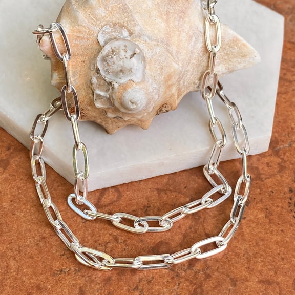 Sterling Silver Polished Open Paper Clip Chain Link Necklace 5.6mm