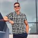 thumbnail image 4 of Fotbe Black Tartan Plaid Camiseta Polo de Golf para Hombre con Estampado – Camisa Deportiva Transpirable con Cuello Abotonado-Small, 4 of 6