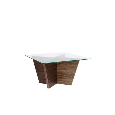 Oliva Series - Temahome 9500.624544 Nadia Soares Oliva Square Top End Table, Walnut - Glass Top