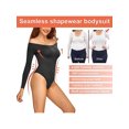 thumbnail image 5 of LELINTA Women's Off Shoulder Long Sleeve Bodysuit Tops Sexy Bodysuit Tummy Control Seamless Slimming Body Shaper Body Suits Jumpsuit Tops, Black, 5 of 6